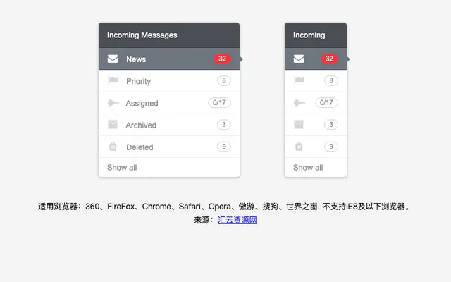 纯CSS3实现用户功能菜单特效