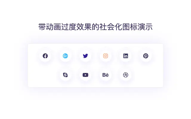 带动画过度效果的社会化图标演示