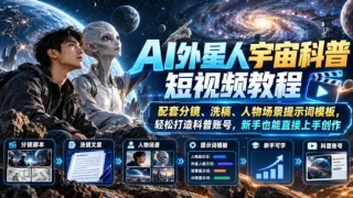 AI外星人宇宙科普短视频教程,配套分镜、洗稿、人物场景提示词模板,轻松打造科普账号,新手也能直接上手创作 AI外星人宇宙科普短视频教程,配套分镜、洗稿、人物场景提示词模板,轻松打造科普账号,新手也能直接上手创作