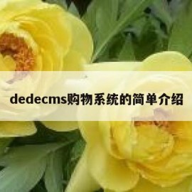 dedecms购物系统的简单介绍