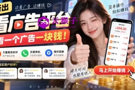新出看广告平台，看一个广告一块钱，大量真实好评！无需养机、不会黑号，操作简单