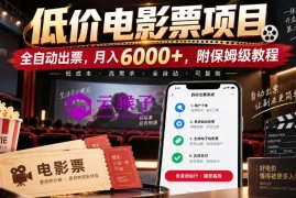 低价电影票项目，全自动出票，月入6000+，附保姆级教程