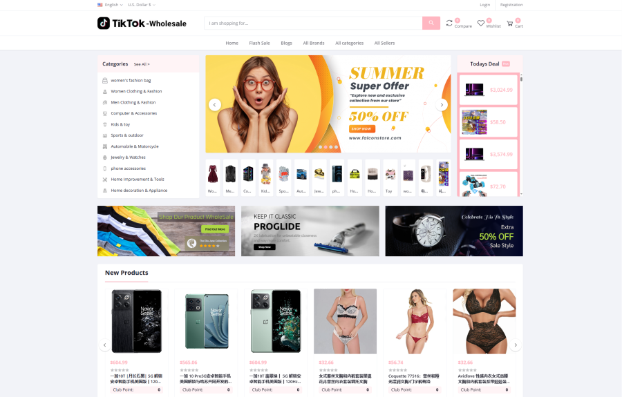 TikTok多语言商城系统源码+落地页 附搭建教程,多语言商城系统,商城系统,TikTok多语言商城,第1张