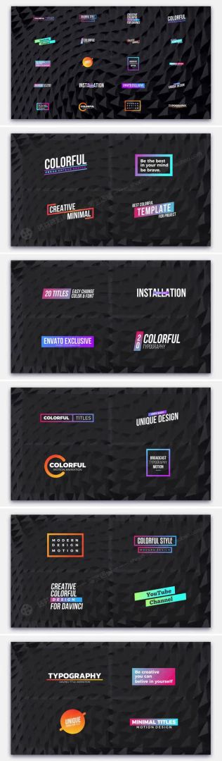 达芬奇标题 20组简洁干净多彩排版文本字幕标题Colorful Titles,达芬奇标题,达芬奇插件,文本字幕标题,第3张