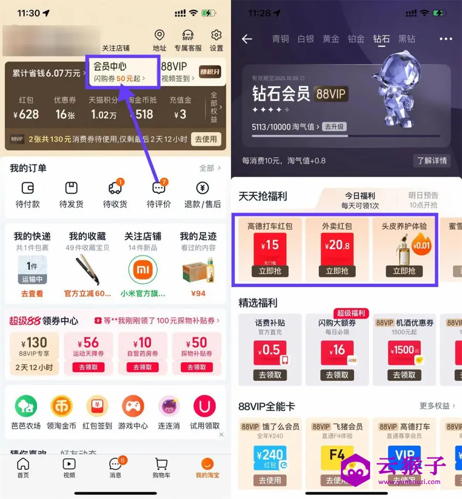 淘宝钻石会员抢实物或外卖券,第1张 淘宝钻石会员抢实物或外卖券,第1张