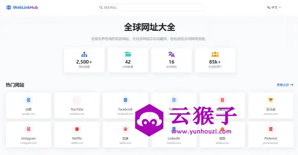 多语言简洁网址导航单页HTML源码,第1张