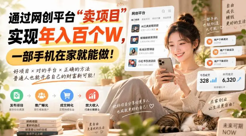 通过网创平台“卖项目”实现年入百万一部手机在家就能做！,第1张