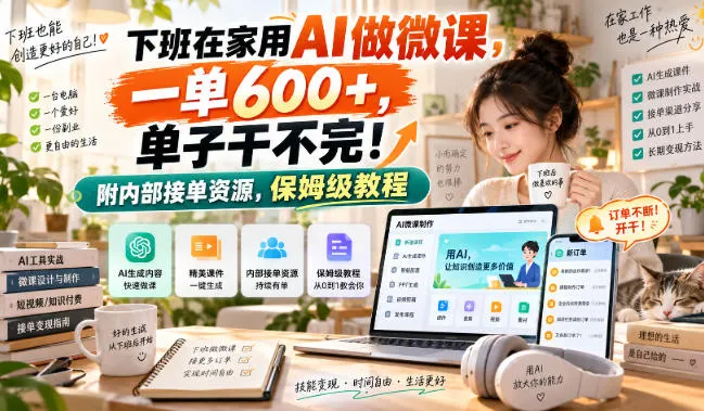 下班在家用AI做微课,一单600+,单子干不完!附内部接单资源,保姆级教程,第1张 下班在家用AI做微课,一单600+,单子干不完!附内部接单资源,保姆级教程,第1张