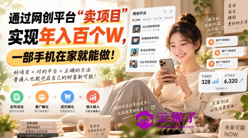 通过网创平台“卖项目”实现年入百个W,一部手机在家就能做!,第1张 通过网创平台“卖项目”实现年入百个W,一部手机在家就能做!,第1张