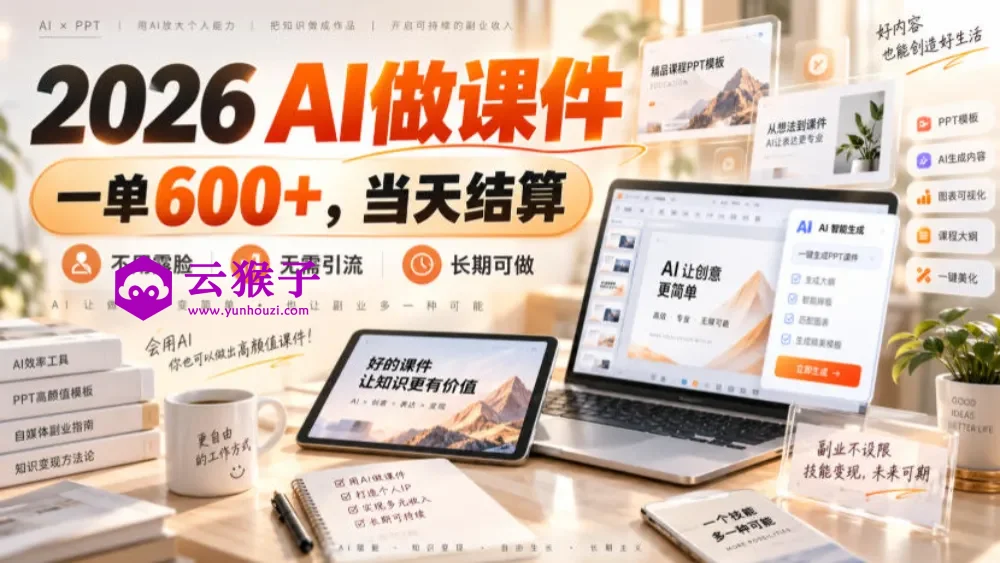 2026 AI做课件，一单600+，当天结算，不用露脸，无需引流，长期可做,第1张