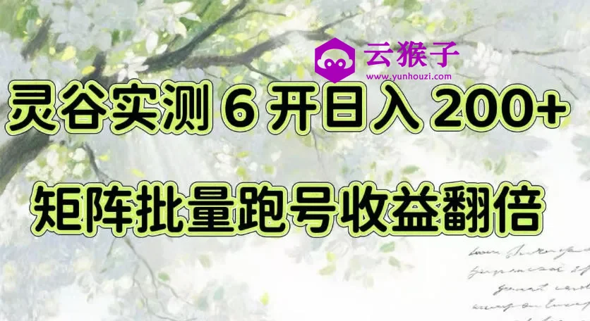 一台电脑就能做!灵谷实测6开日入200+,矩阵批量跑号收益翻倍,第1张 一台电脑就能做!灵谷实测6开日入200+,矩阵批量跑号收益翻倍,第1张
